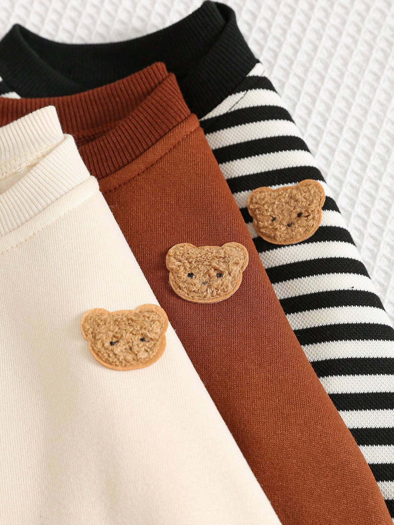  | SHEIN 3pcs/Set Baby Boys/Girls Cartoon, Striped, Solid Color Hoodies Set, Suitable For Autumn & Winter Outings | Dress | Shein | OneHub