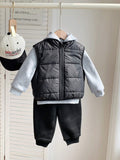  | SHEIN 3pcs/Set Baby Boys Casual Winter Thickened Velvet Lined Black Vest With Hood | Romper | Shein | OneHub