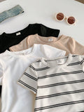  | SHEIN 4pcs/Set Cute Baby Boy & Baby Girl Casual Versatile Knit Stretchy Striped Long Sleeve Tops, Suitable For Indoor & Outdoor, Spring/Summer | Dress | Shein | OneHub