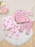  | SHEIN 4pcs/Set Newborn Baby Girl Cute Cartoon Print Knitted Elastic Long Sleeve Top And Elastic Waist Long Pants | Bodysuit | Shein | OneHub
