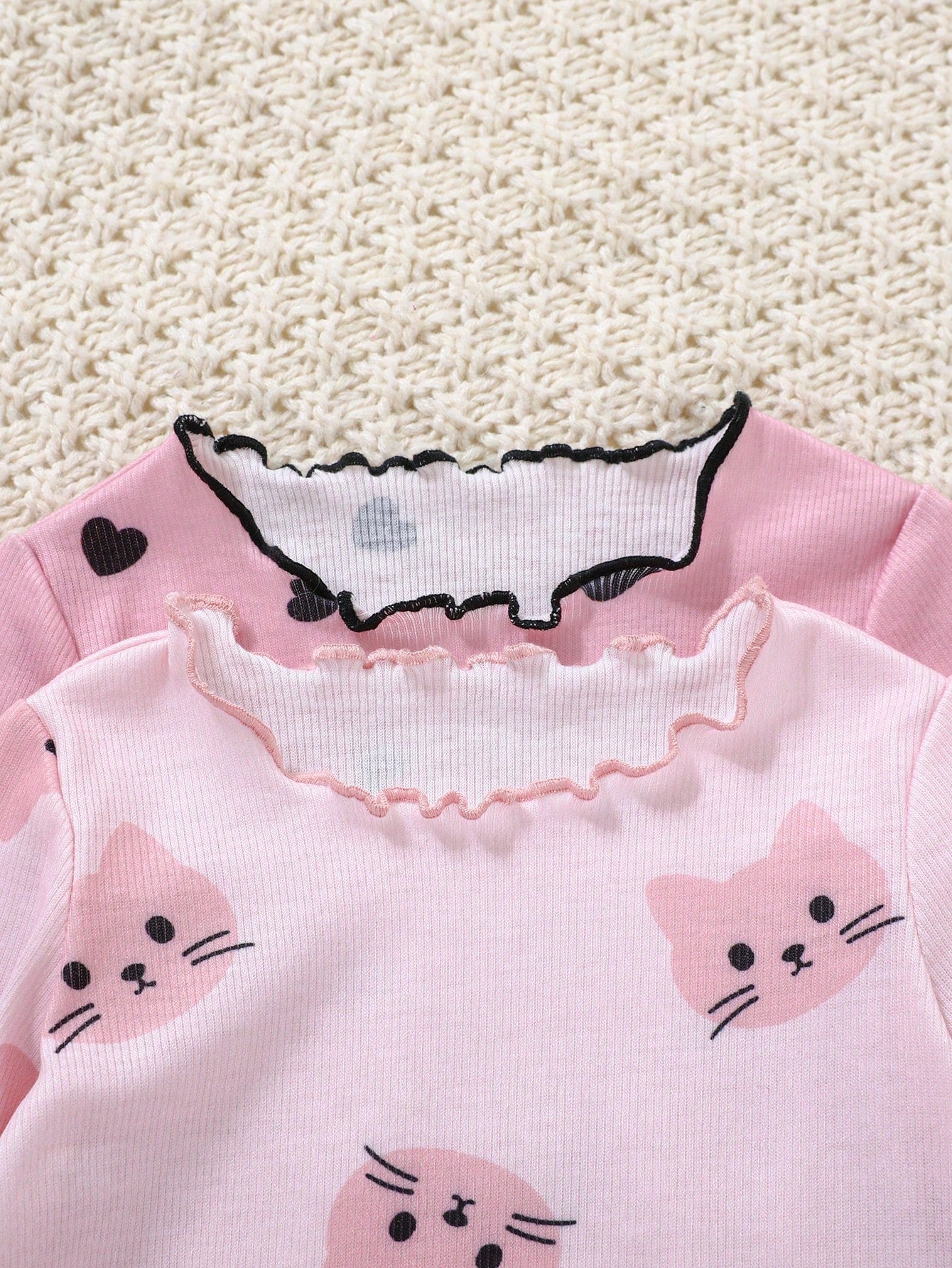  | SHEIN 4pcs/Set Newborn Baby Girl Cute Cartoon Print Knitted Elastic Long Sleeve Top And Elastic Waist Long Pants | Bodysuit | Shein | OneHub
