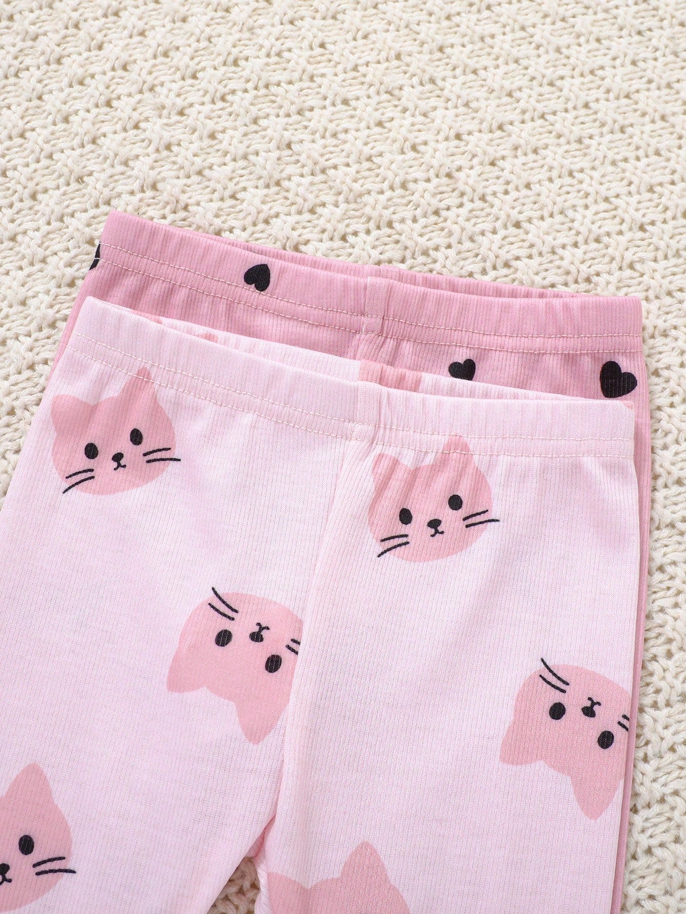  | SHEIN 4pcs/Set Newborn Baby Girl Cute Cartoon Print Knitted Elastic Long Sleeve Top And Elastic Waist Long Pants | Bodysuit | Shein | OneHub