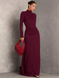  | SHEIN BAE 1pc Women Plain Stand Collar Long Sleeve Long Casual Dress, Everyday Wear | Dress | Shein | OneHub