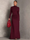  | SHEIN BAE 1pc Women Plain Stand Collar Long Sleeve Long Casual Dress, Everyday Wear | Dress | Shein | OneHub