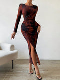  | SHEIN BAE Allover Print Ruched Split Thigh Dress | Dress | Shein | OneHub
