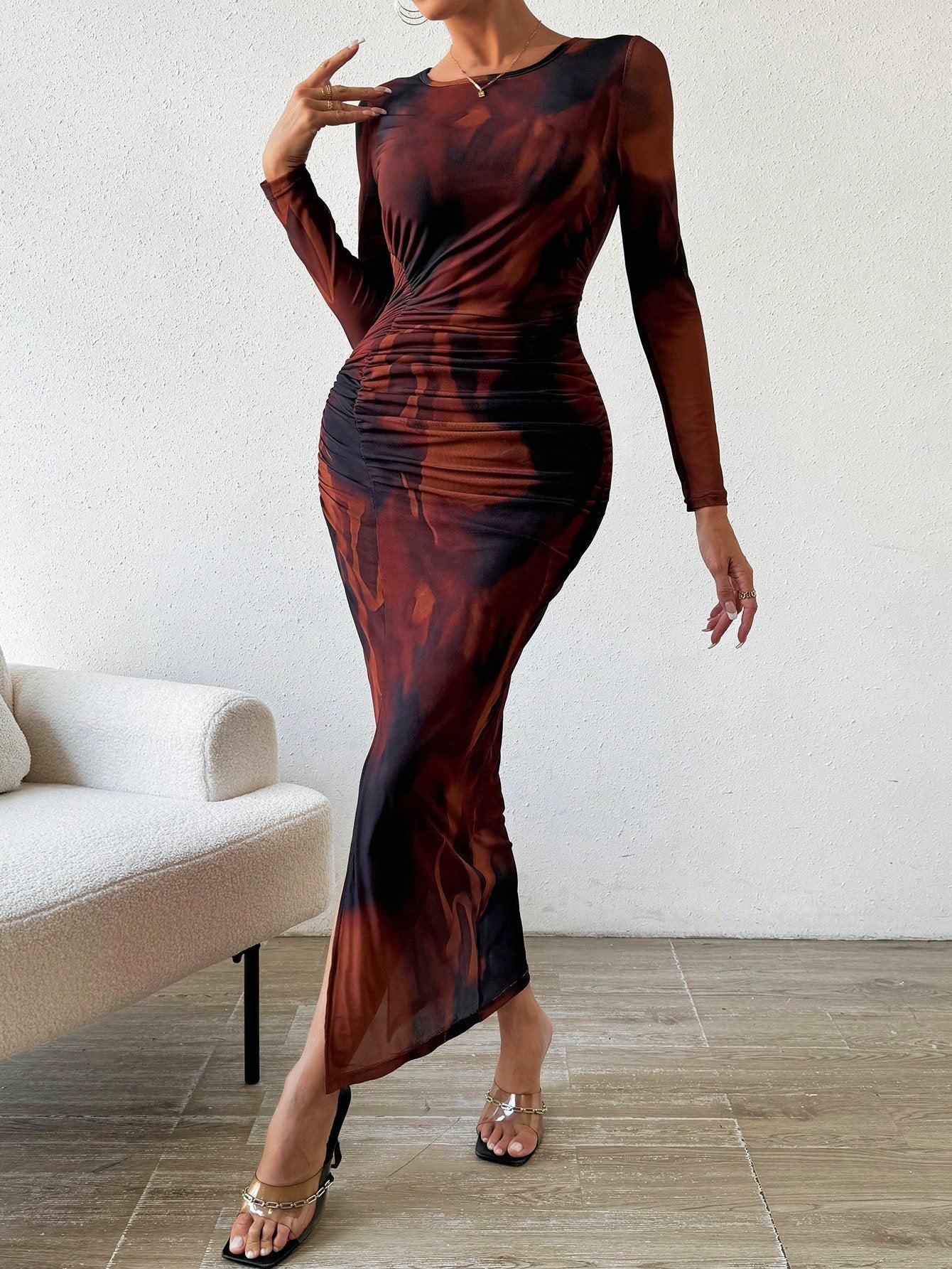  | SHEIN BAE Allover Print Ruched Split Thigh Dress | Dress | Shein | OneHub