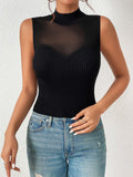  | SHEIN BAE Contrast Mesh Mock Neck Knit Top | Skirt | Shein | OneHub