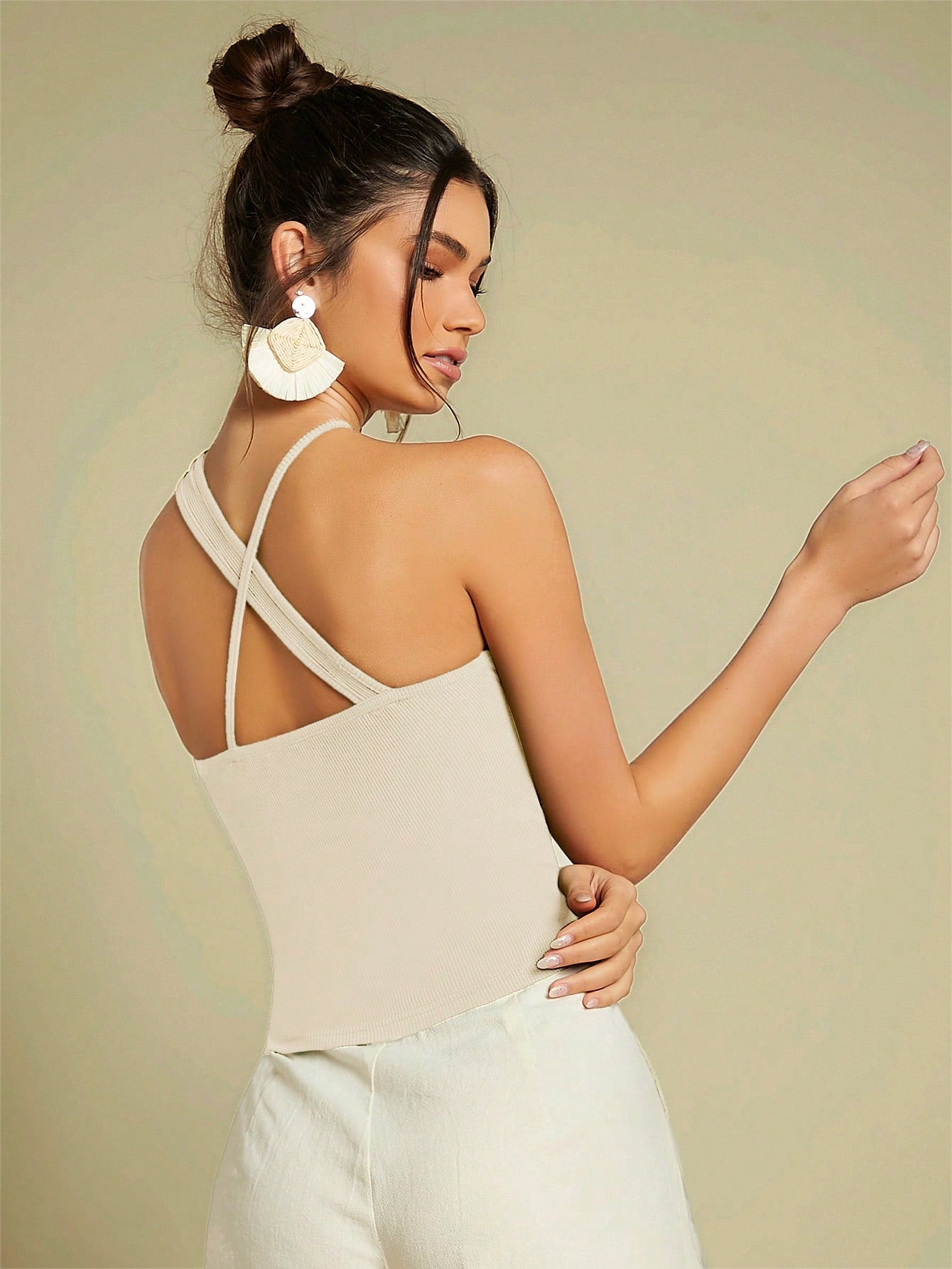  | SHEIN BAE Crisscross Front Ribbed Knit Top | Top | Shein | OneHub