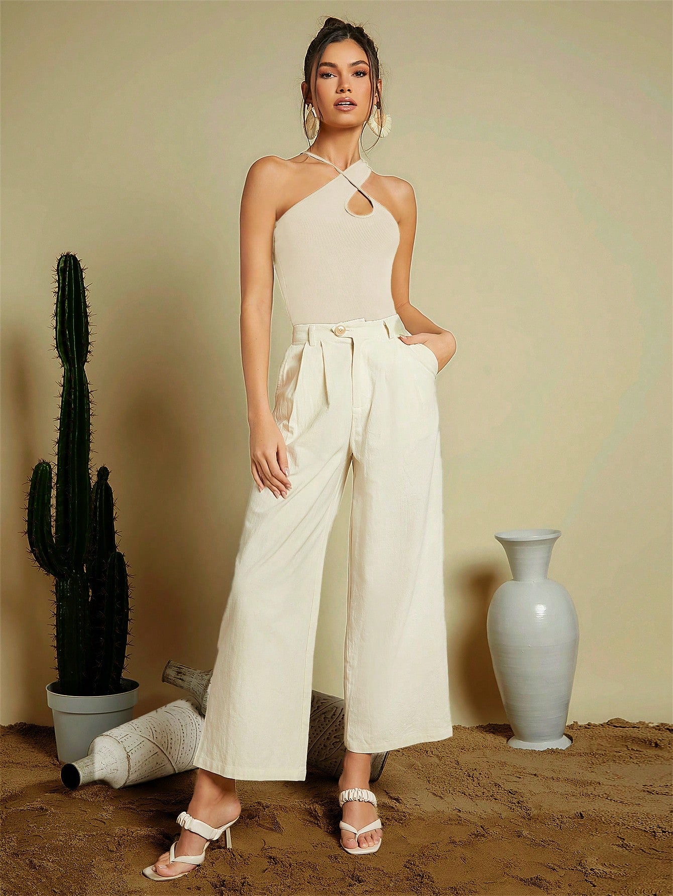  | SHEIN BAE Crisscross Front Ribbed Knit Top | Top | Shein | OneHub