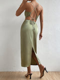  | SHEIN BAE Draped Detail Crisscross Backless Split Hem Cut Out Waist Cami Dress | Dress | Shein | OneHub