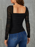  | SHEIN BAE Square Neck Ruched Mesh Top | Top | Shein | OneHub