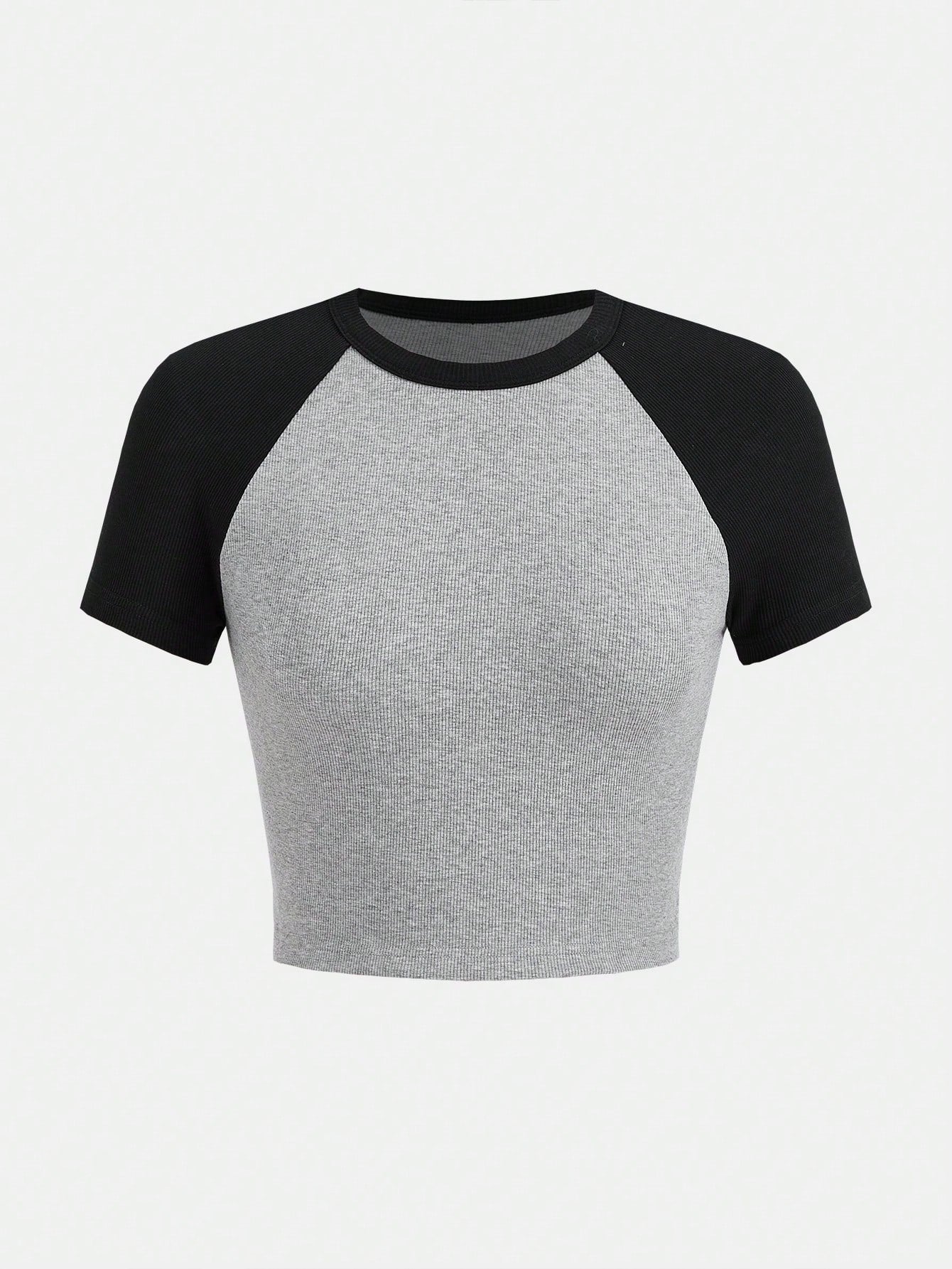  | SHEIN BASICS Colorblock Raglan Sleeve Crop Tee | Top | Shein | OneHub