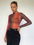  | SHEIN BIZwear Mock Neck Sheer Mesh Top Without Bra | Top | Shein | OneHub
