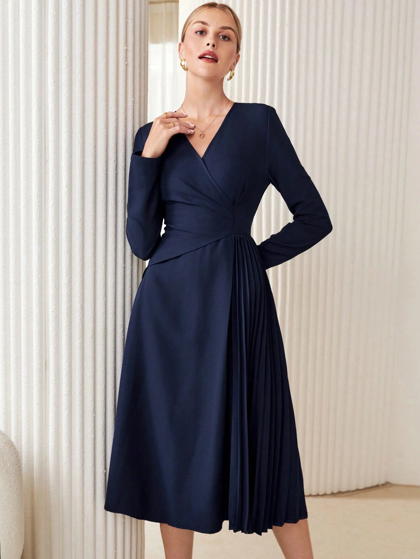  | SHEIN BIZwear Surplice Neck Pleated Hem Dress | Dress | Shein | OneHub