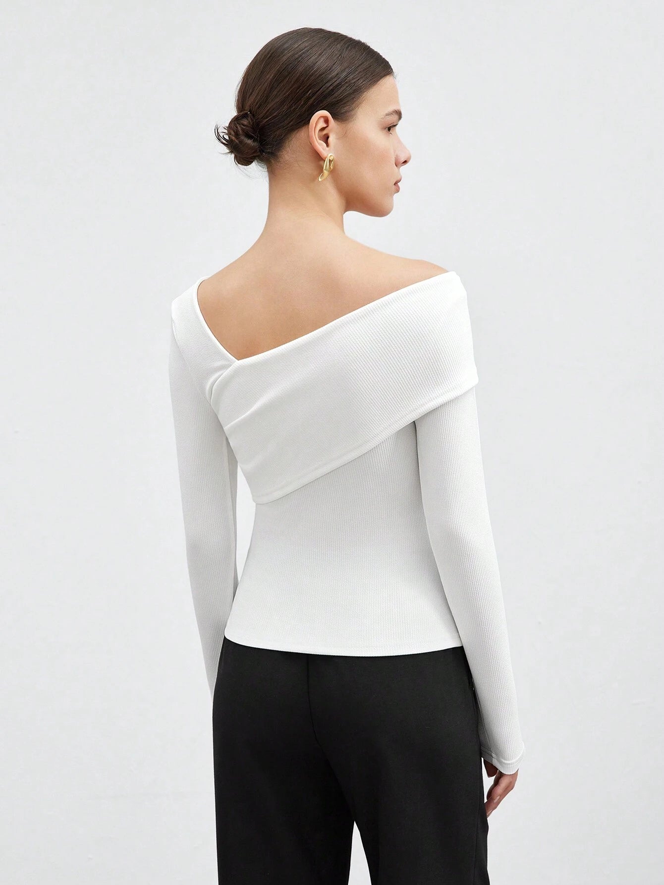  | SHEIN BIZwear Women's Solid Color Asymmetric Neck Wrap T-Shirt | Top | Shein | OneHub