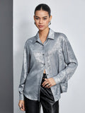  | SHEIN BIZwear Women's Solid Color Textured Long Sleeve Shirt | T-shirt | Shein | OneHub