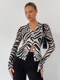  | SHEIN BIZwear Zebra Striped Button Front Mesh Top Without Bra | Shirt | Shein | OneHub