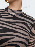  | SHEIN BIZwear Zebra Striped Mock Neck Tee | Tee | Shein | OneHub