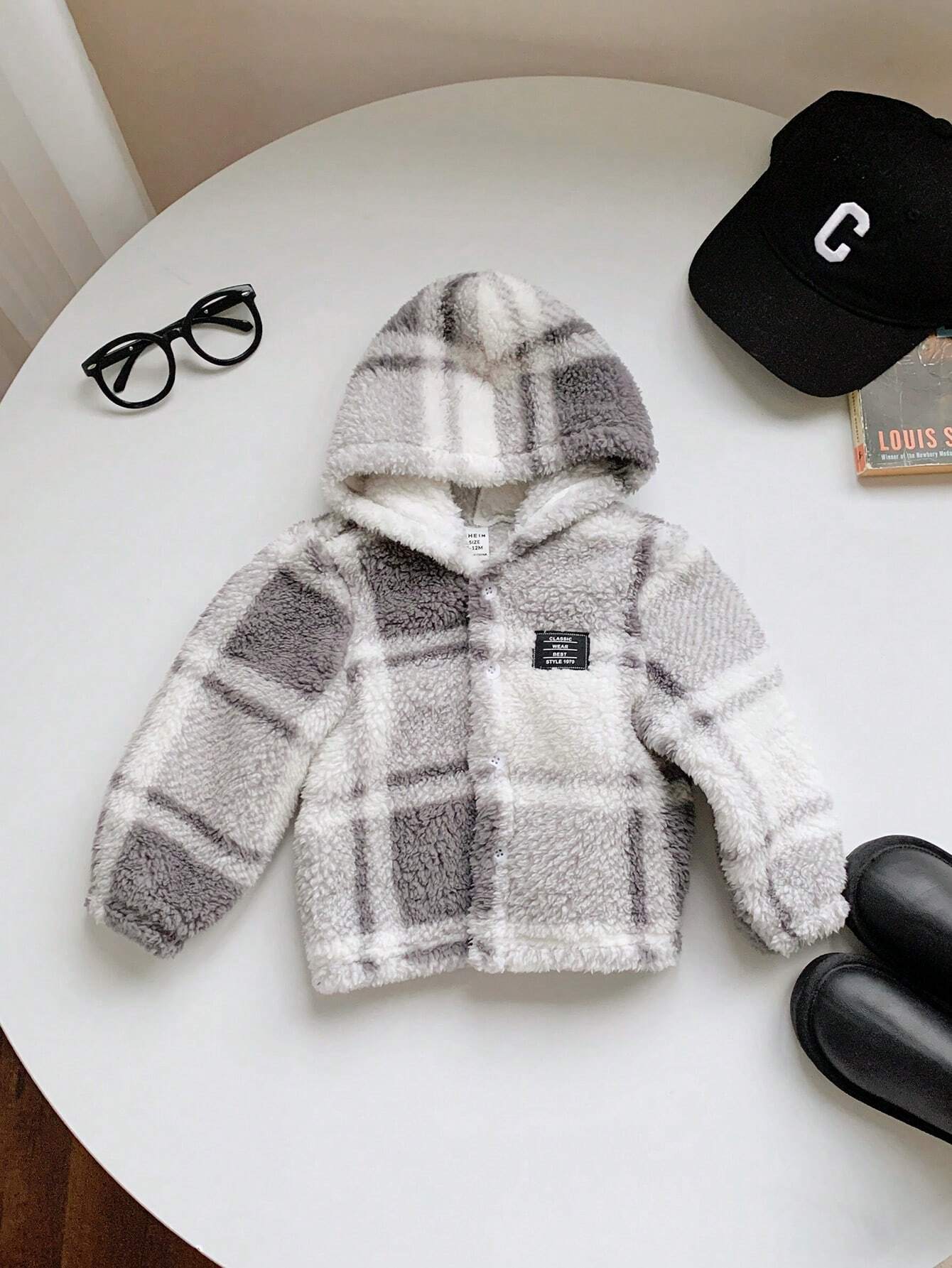  | SHEIN Baby Boy/Girl Soft & Comfortable Fleece Patch Print Hooded Jacket, Casual & Warm Windbreaker For Fall & Winter | Dress | Shein | OneHub