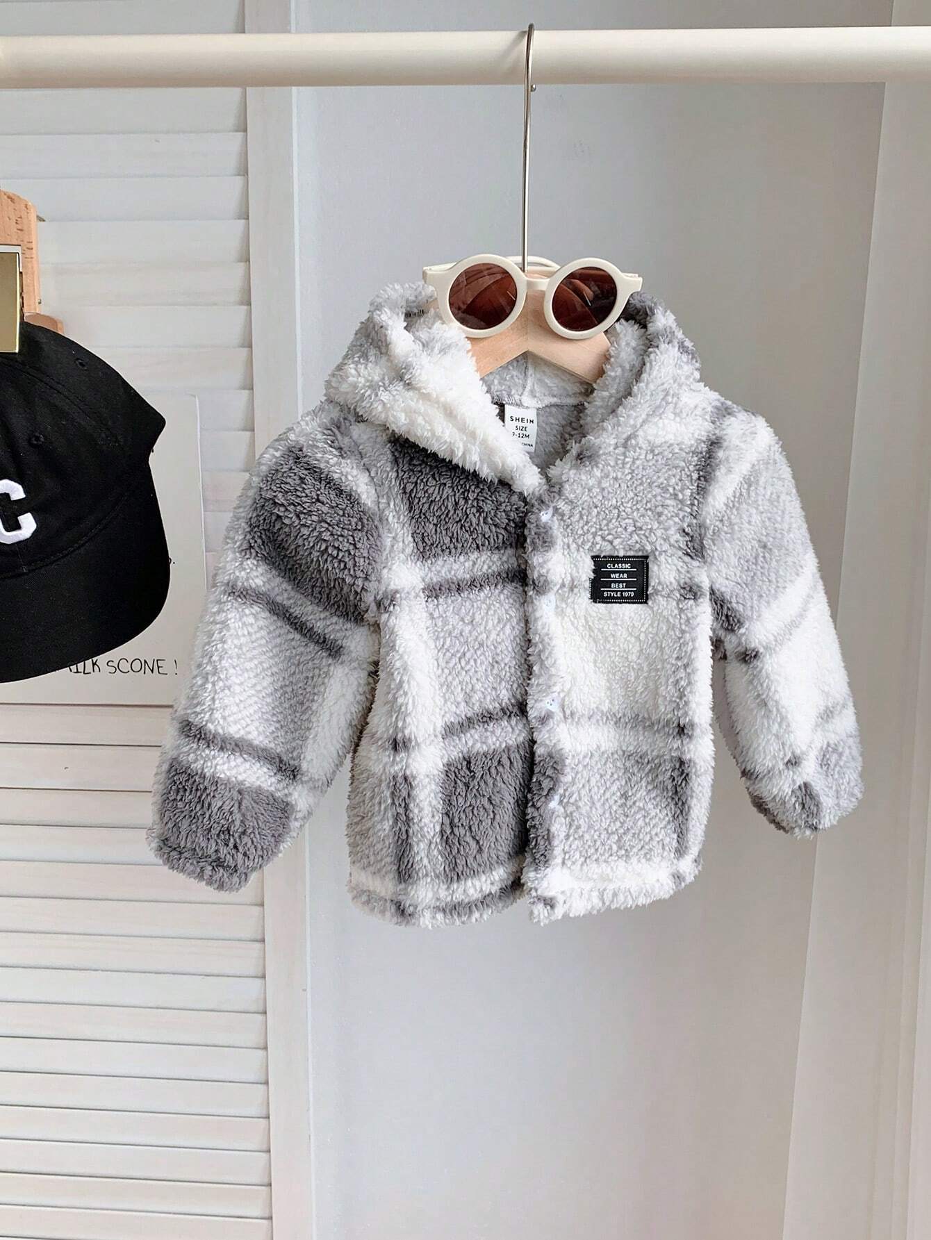  | SHEIN Baby Boy/Girl Soft & Comfortable Fleece Patch Print Hooded Jacket, Casual & Warm Windbreaker For Fall & Winter | Dress | Shein | OneHub