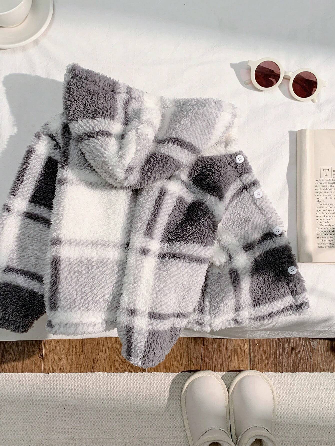  | SHEIN Baby Boy/Girl Soft & Comfortable Fleece Patch Print Hooded Jacket, Casual & Warm Windbreaker For Fall & Winter | Dress | Shein | OneHub