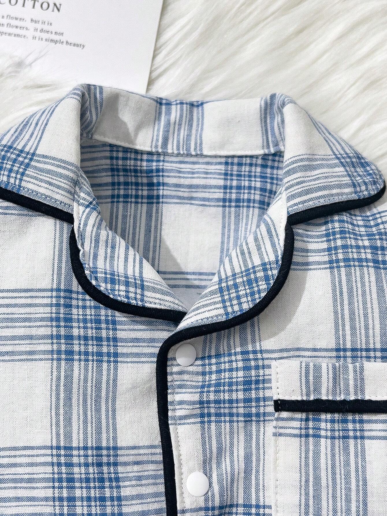  | SHEIN Baby Boy Blue Plaid Cozy Long Sleeve Jumpsuit Pajamas | Bodysuit | Shein | OneHub