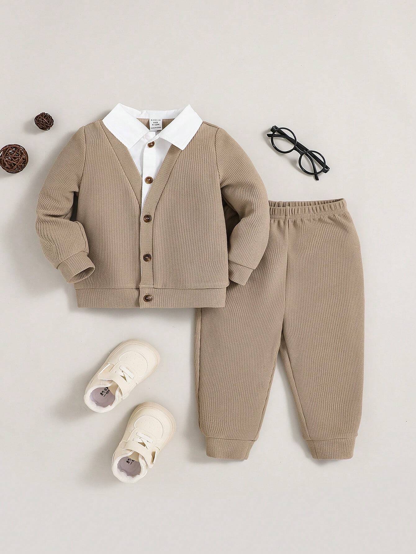  | SHEIN Baby Boy Contrast Collar 2 In1 Sweatshirt & Sweatpants | Dress | Shein | OneHub