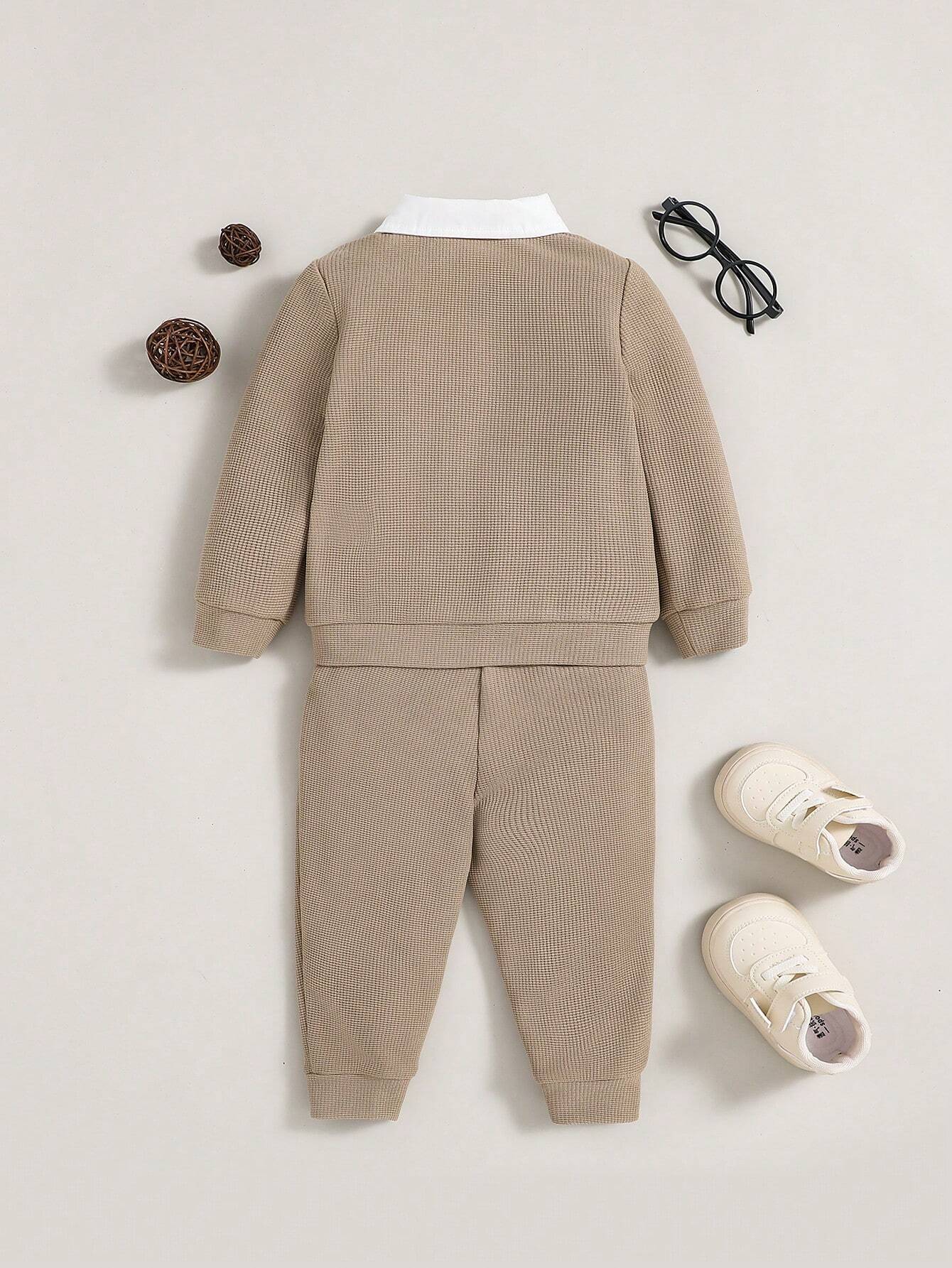  | SHEIN Baby Boy Contrast Collar 2 In1 Sweatshirt & Sweatpants | Dress | Shein | OneHub