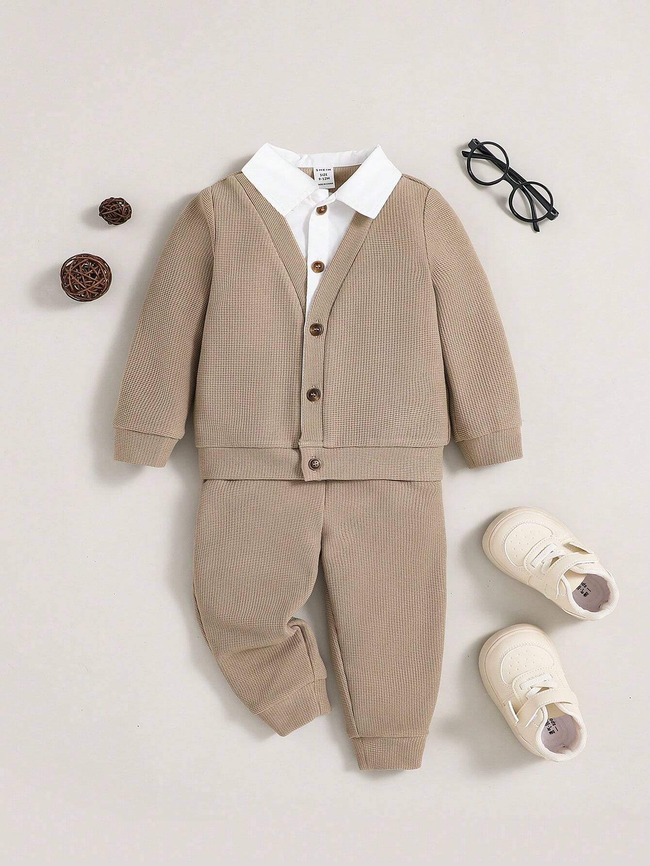  | SHEIN Baby Boy Contrast Collar 2 In1 Sweatshirt & Sweatpants | Dress | Shein | OneHub