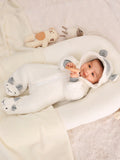  | SHEIN Baby Boys Cartoon Embroidery 3D Ears Design Hooded Teddy Sleep Jumpsuit | Dress | Shein | OneHub