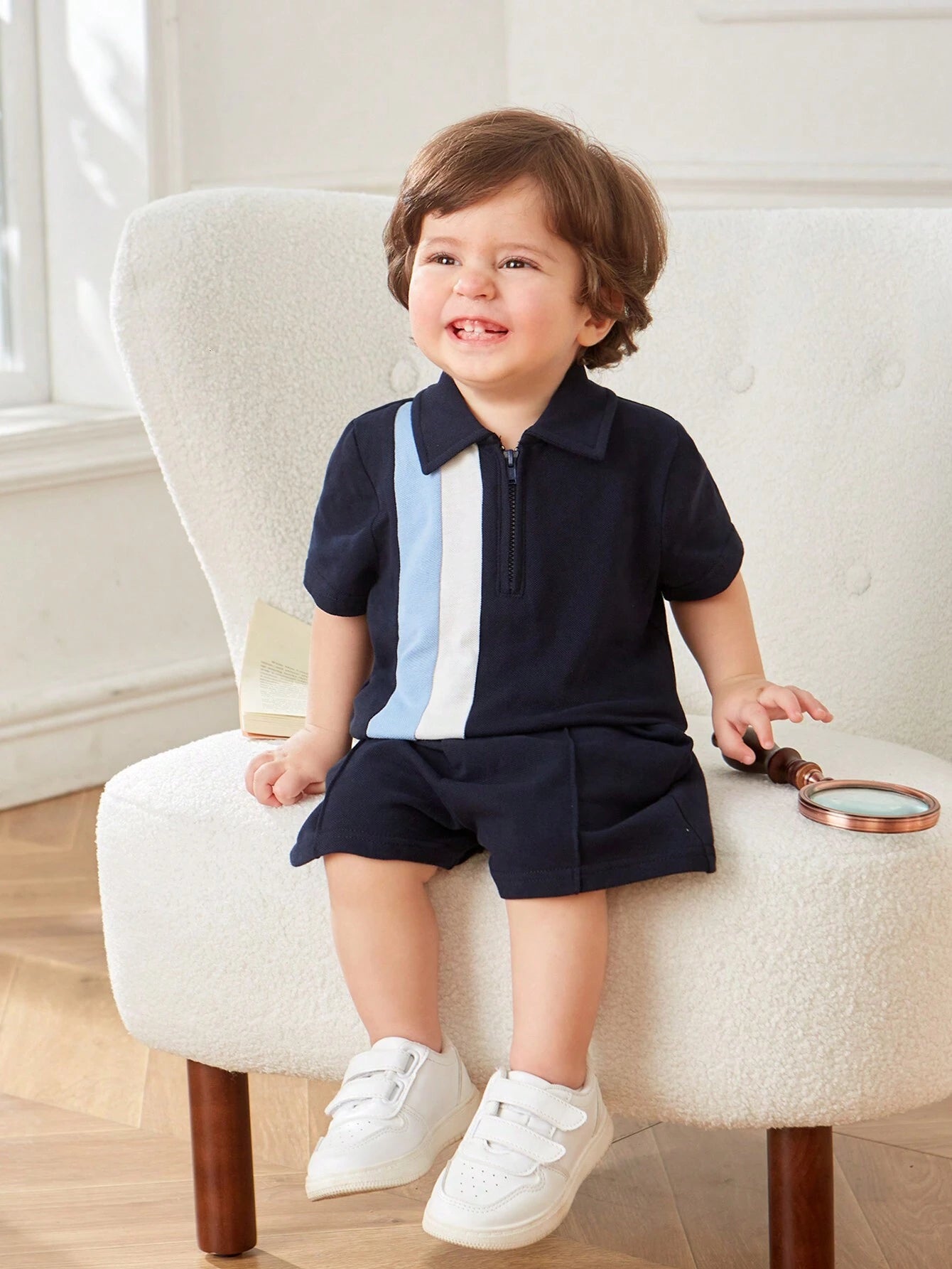  | SHEIN Baby Boy's Casual Colorblock Short Sleeve Polo Shirt And Elastic Waist Shorts Set | Dress | Shein | OneHub