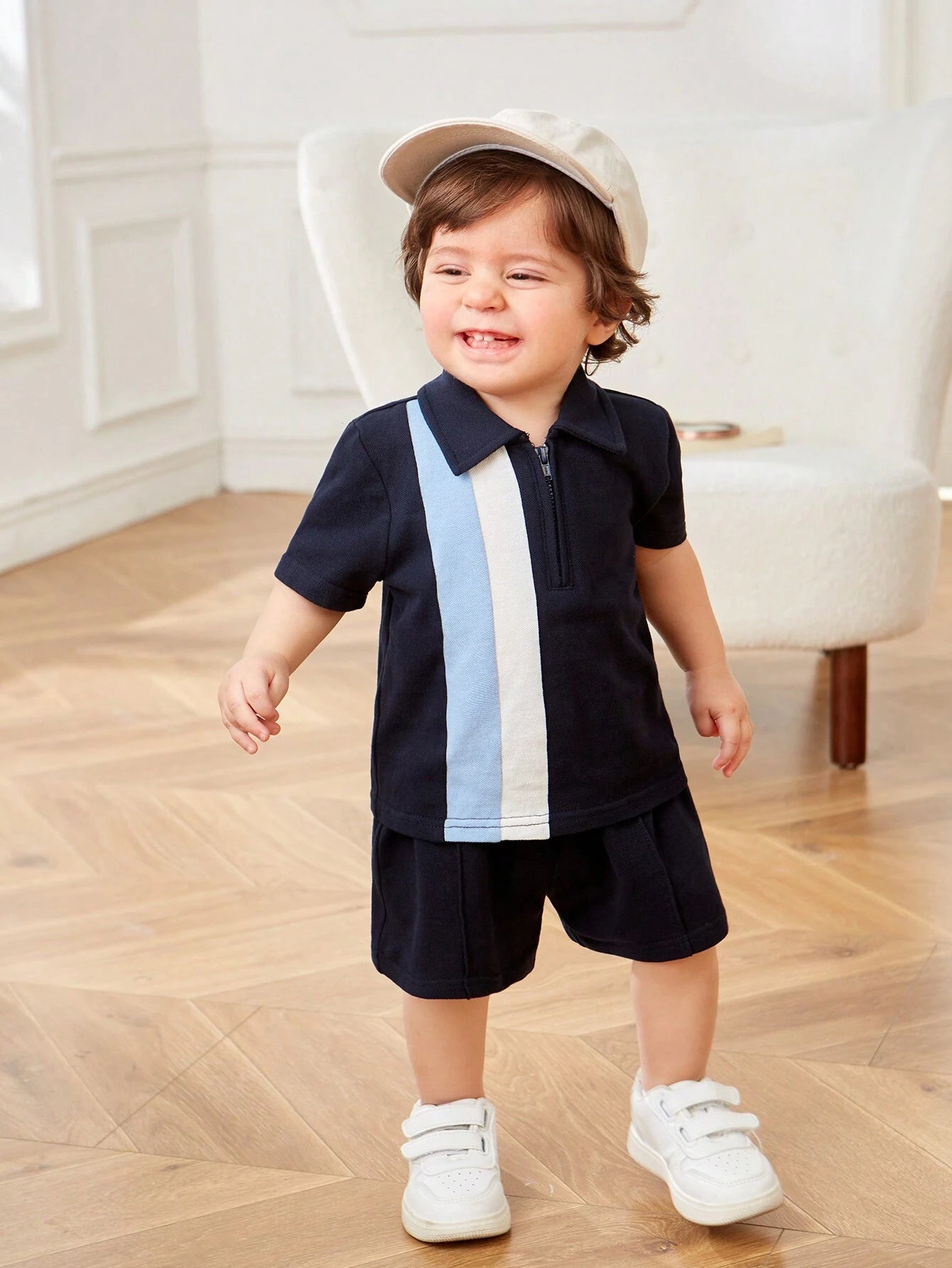  | SHEIN Baby Boy's Casual Colorblock Short Sleeve Polo Shirt And Elastic Waist Shorts Set | Dress | Shein | OneHub