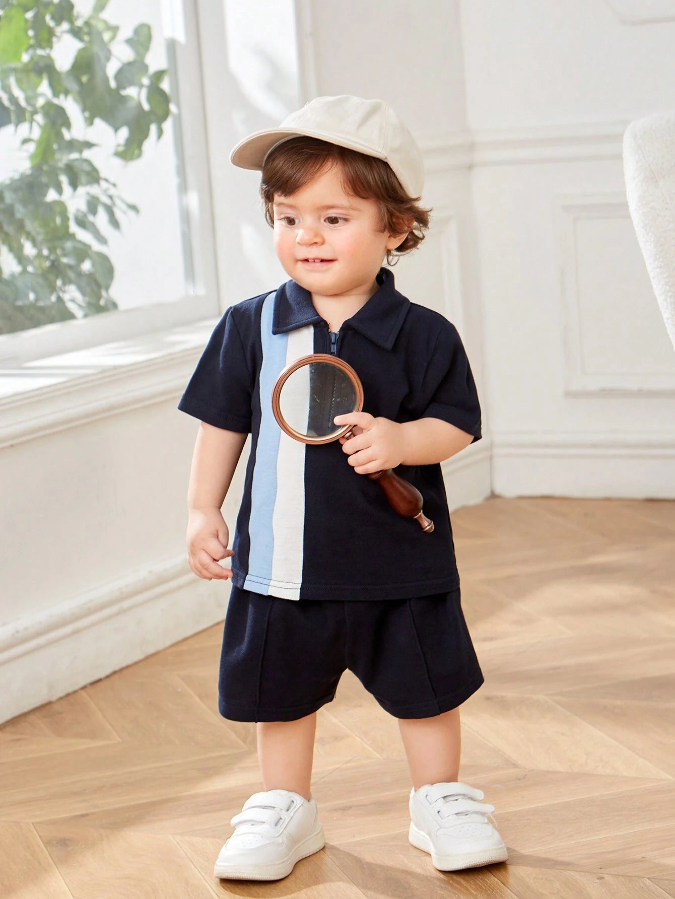  | SHEIN Baby Boy's Casual Colorblock Short Sleeve Polo Shirt And Elastic Waist Shorts Set | Dress | Shein | OneHub