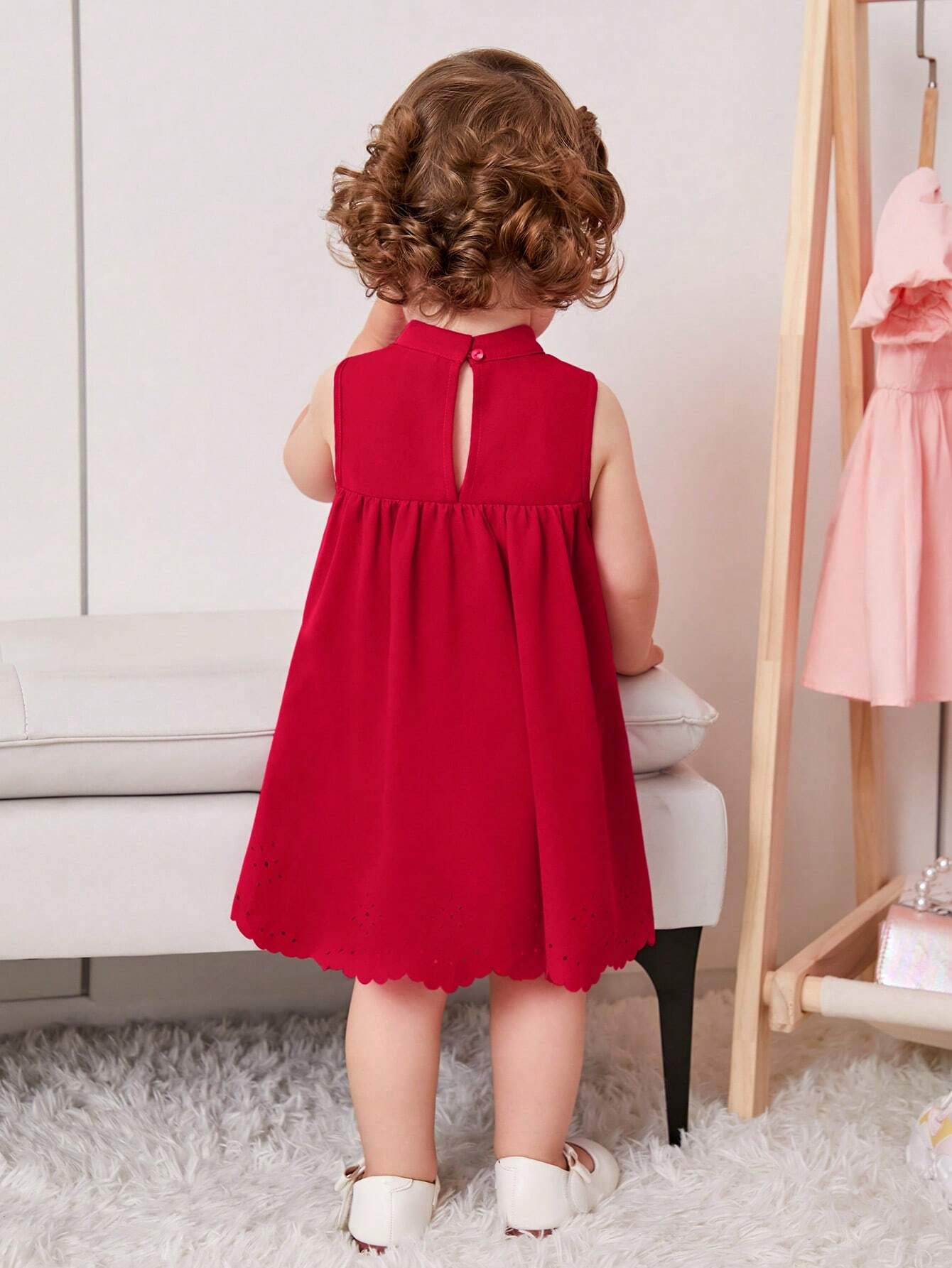  | SHEIN Baby Girl Bow Front Laser Cut Out Scallop Trim Dress | Dress | Shein | OneHub