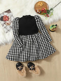  | SHEIN Baby Girl Houndstooth Puff Sleeve Dress | Dress | Shein | OneHub