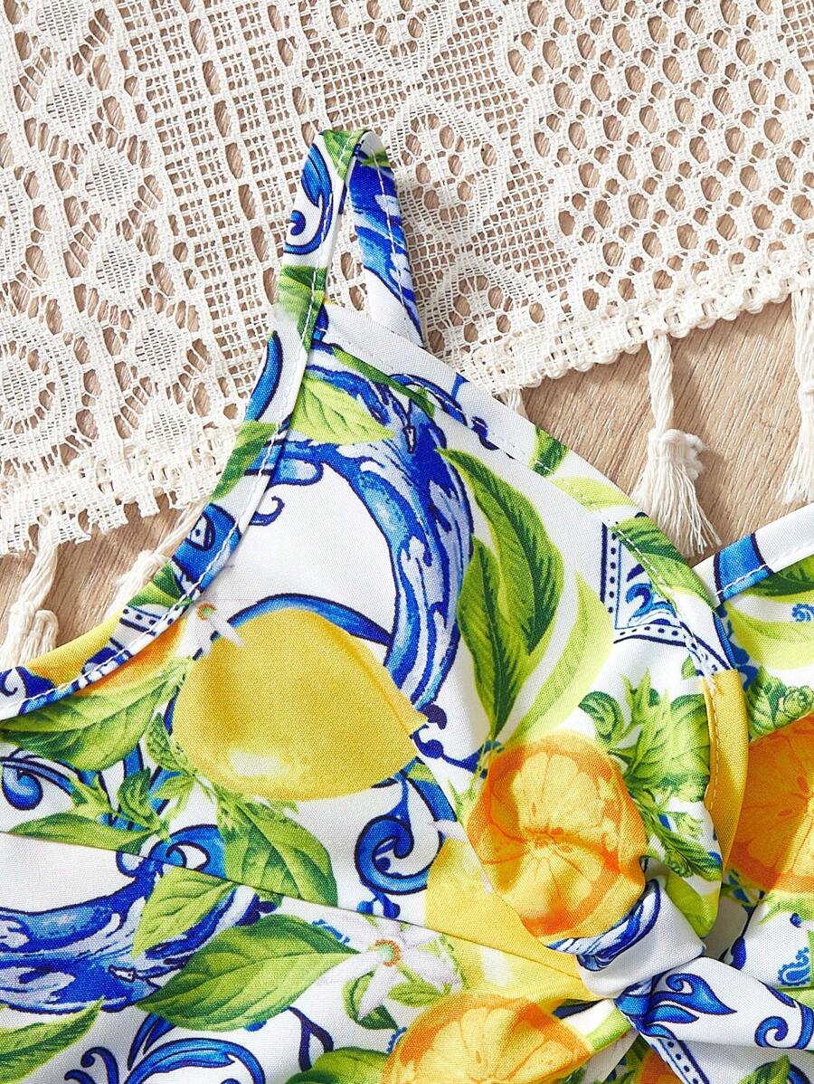  | SHEIN Baby Girl Lemon Print Sleeveless Crop Top And Mini Skirt Set, Summer Vacation | Dress | Shein | OneHub