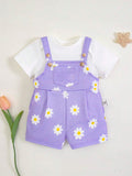 SHEIN Baby Girl Newborn Floral Pattern Overall Shorts