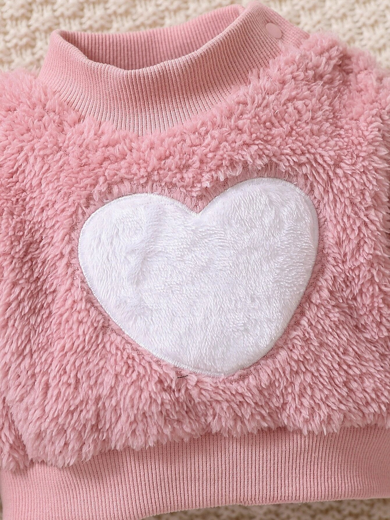  | SHEIN Baby Girl Newborn Heart Embroidery Teddy Pullover & Pants & Bag | Dress | Shein | OneHub