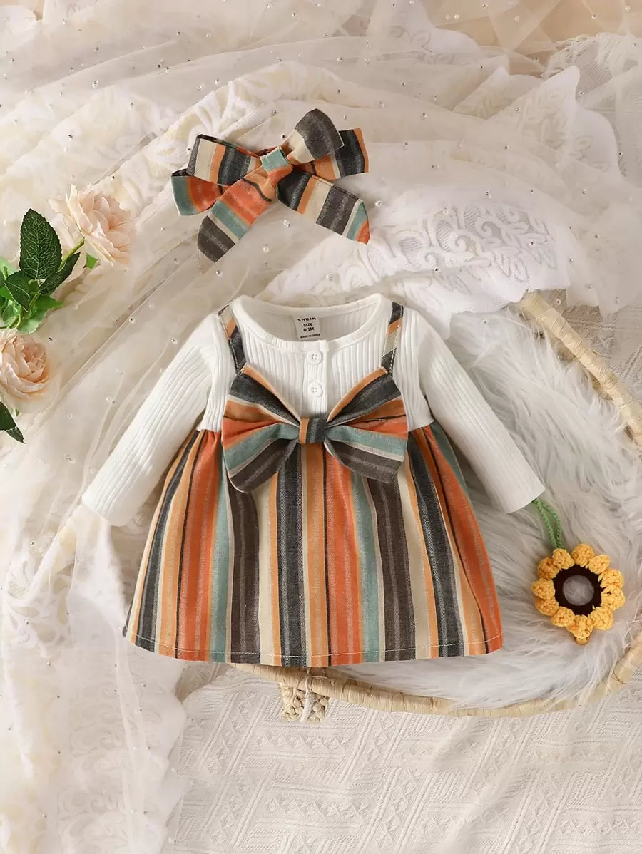  | SHEIN Baby Girl Newborn Plaid Bow Front 2 In 1 Dress With Headband | Dress | Shein | OneHub