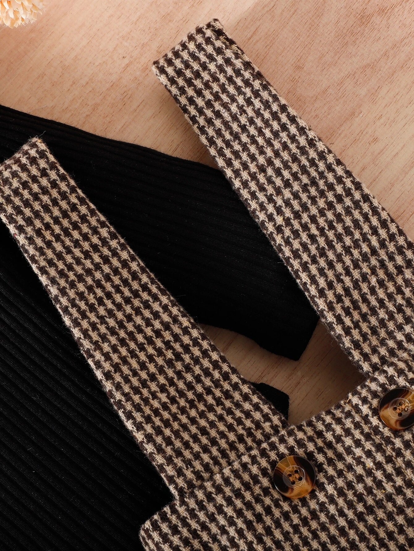  | SHEIN Baby Girl Puff Sleeve Bodysuit & Houndstooth Print Suspender Skirt | Dress | Shein | OneHub