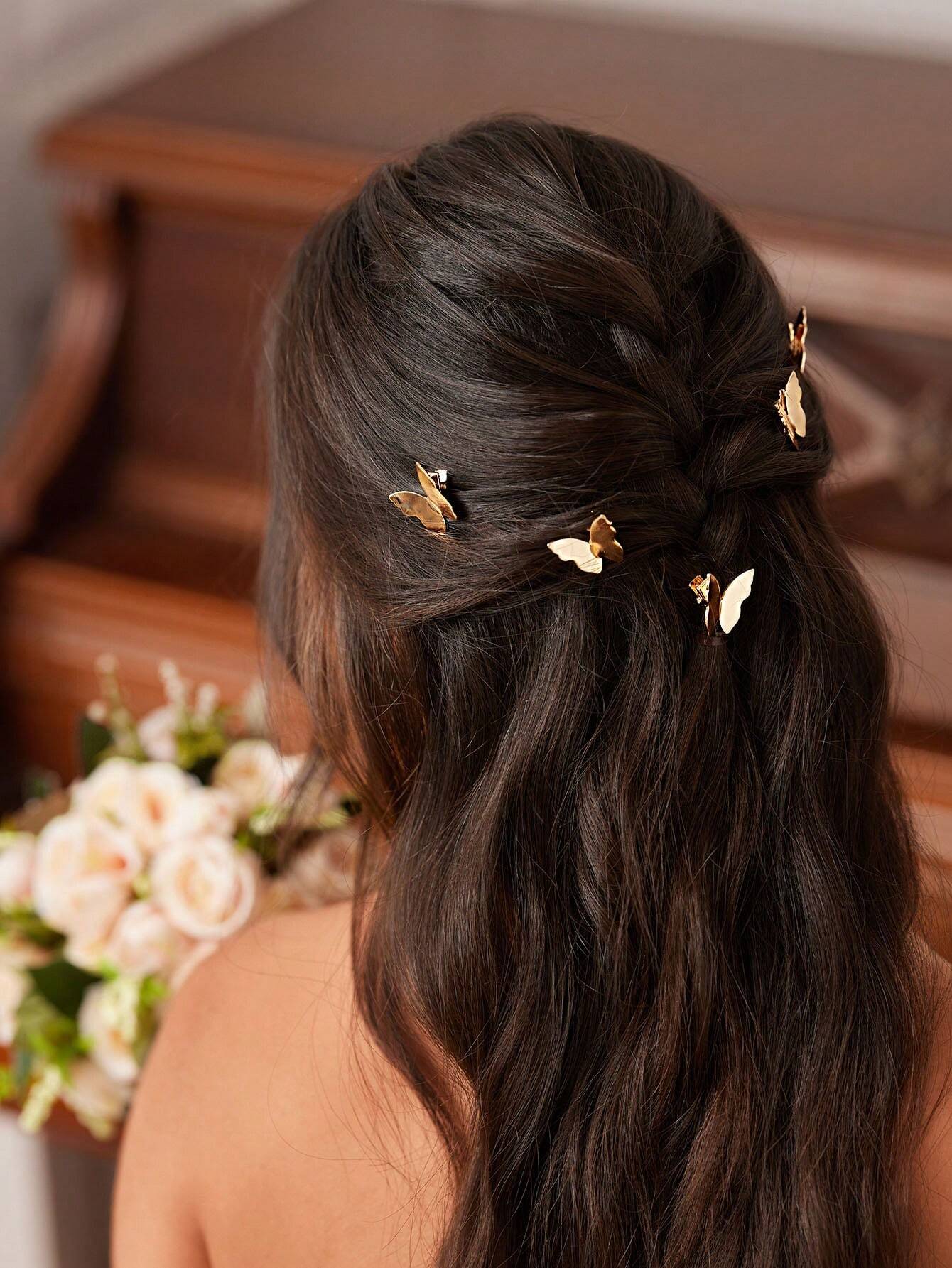  | SHEIN Belle 5pcs/Set Women's Luxury And Cute Butterfly/Butterfly-Shaped Metal Hairpins, Perfect For Wedding And Honeymoon Hair Clips Claw Clips Hair Claws Hair Slide Hair Barrettes | Hair Accessories | Shein | OneHub