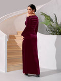  | SHEIN Belle Asymmetrical Neck Ruched Split Thigh Bridesmaid Dress | Dress | Shein | OneHub