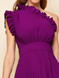  | SHEIN Belle One Shoulder Ruffle Detail Pleated Hanky Hem Bridesmaid Dress | Dress | Shein | OneHub