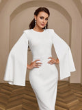  | SHEIN Belle Solid Color Cape Sleeve Long Dress With Round Neckline | Dress | Shein | OneHub
