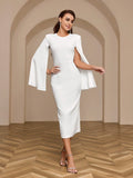  | SHEIN Belle Solid Color Cape Sleeve Long Dress With Round Neckline | Dress | Shein | OneHub