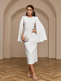  | SHEIN Belle Solid Color Cape Sleeve Long Dress With Round Neckline | Dress | Shein | OneHub
