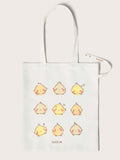 SHEIN Cartoon Graphic Canvas Tote Bag