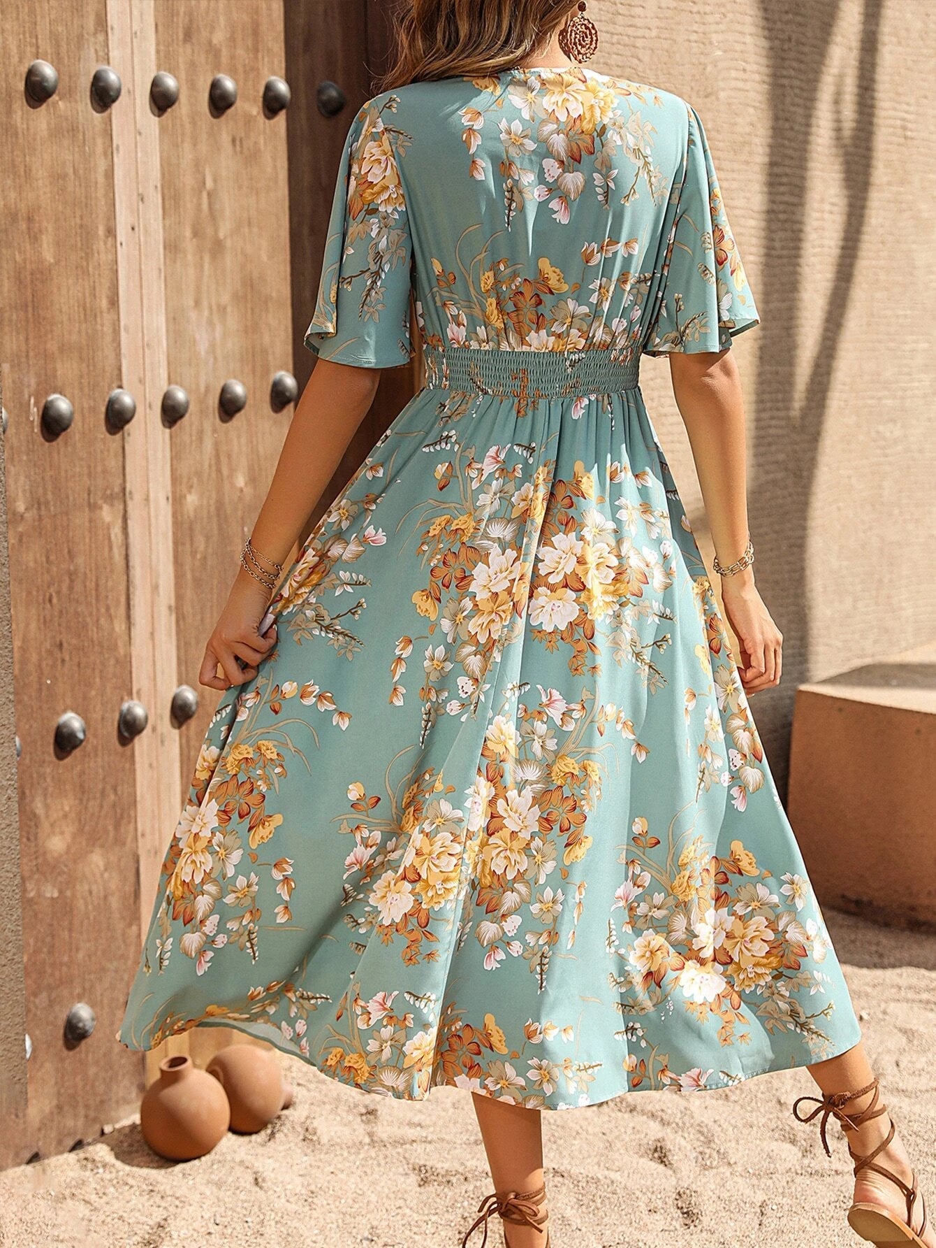  | SHEIN Clasi Floral Print Butterfly Sleeve A-line Dress | Dress | Shein | OneHub