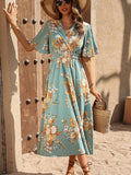  | SHEIN Clasi Floral Print Butterfly Sleeve A-line Dress | Dress | Shein | OneHub