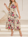 SHEIN Clasi Women's Floral Print Halter Neck Long Summer Dress